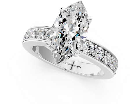 White gold Marquise Cut Channel Set Diamond Engagement Ring with Four-Prong Setting_265