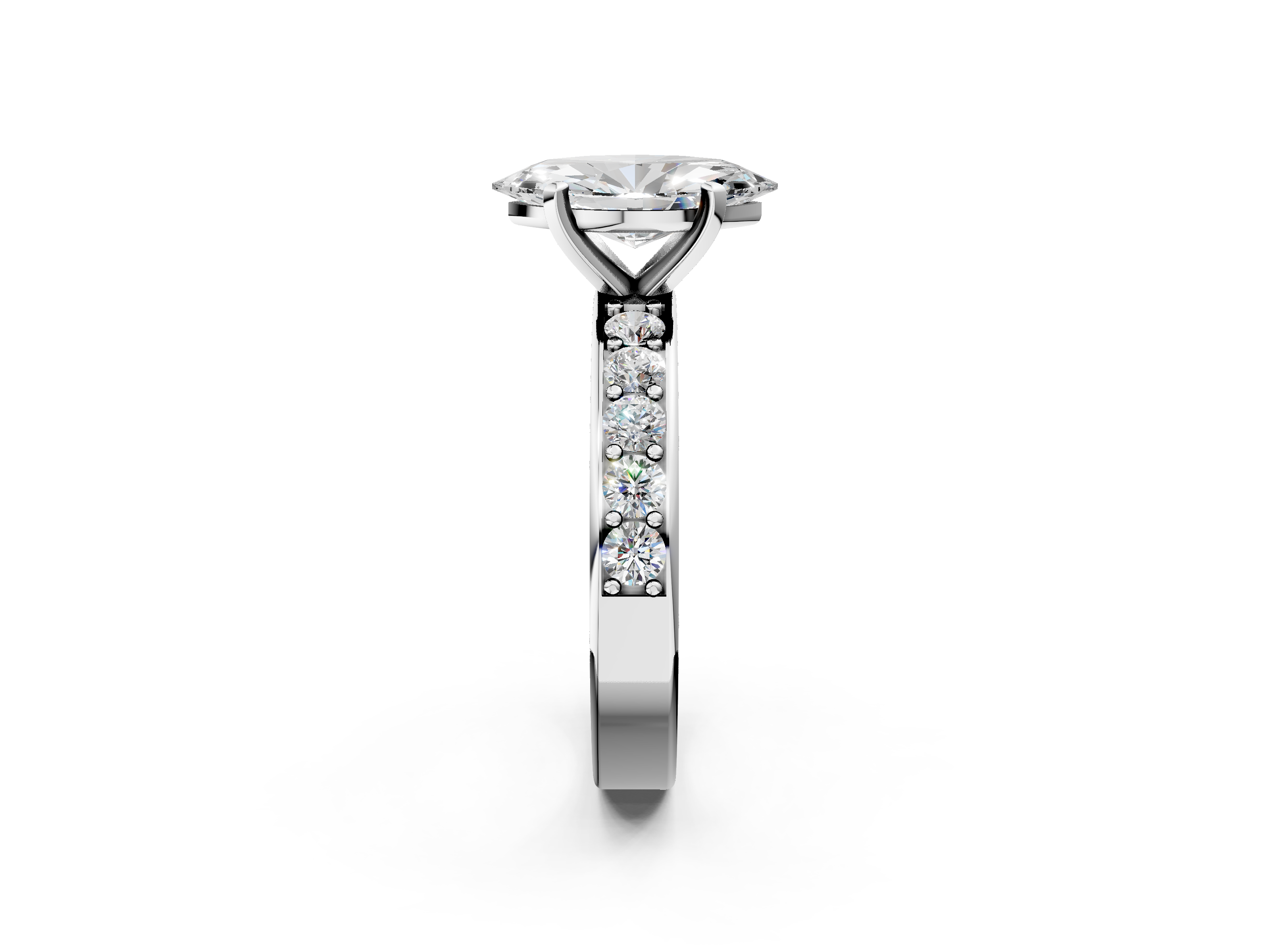 White gold Marquise Cut Channel Set Diamond Engagement Ring with Four-Prong Setting_266