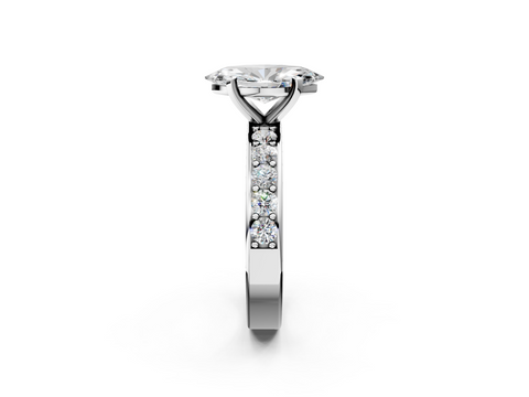 White gold Marquise Cut Channel Set Diamond Engagement Ring with Four-Prong Setting_266