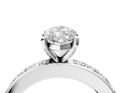 White gold Marquise Cut Channel Set Diamond Engagement Ring with Four-Prong Setting_268