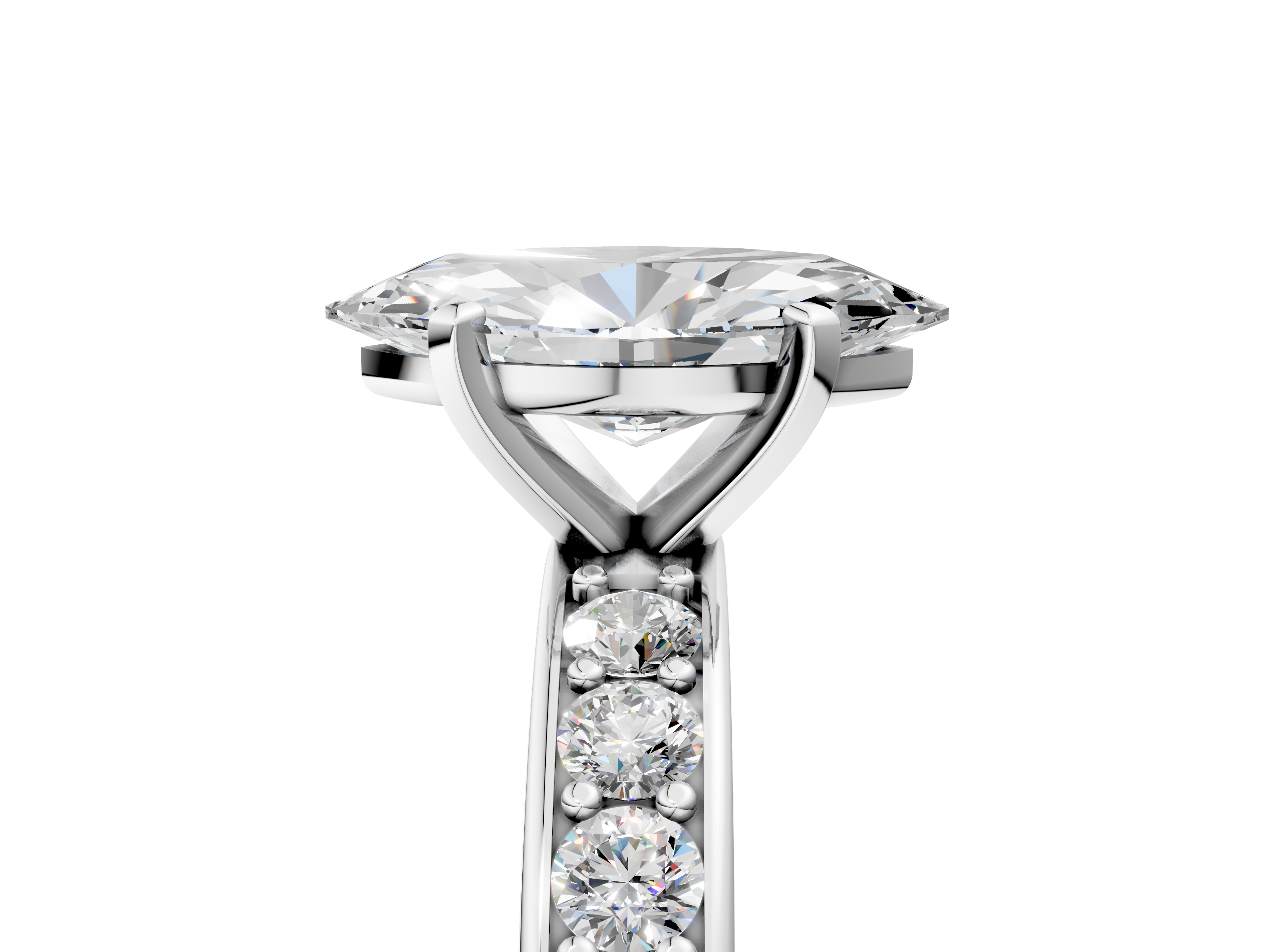 White gold Marquise Cut Channel Set Diamond Engagement Ring with Four-Prong Setting_269