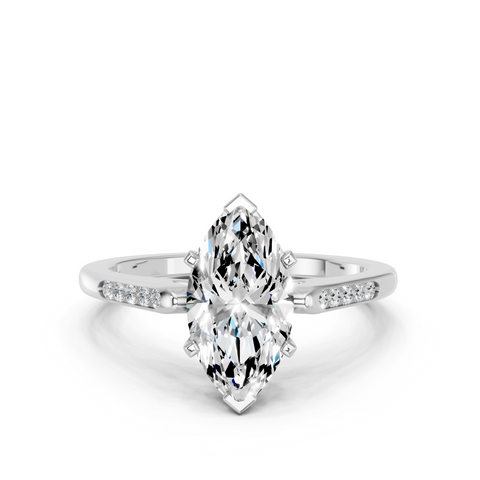 White gold Marquise Cut Channel Set Solitaire Engagement Ring with Four-Prong Setting_97