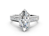 White gold Marquise Cut Channel Set Solitaire Engagement Ring with Prong Setting_58