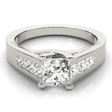 White gold Marquise Cut Channel Set Solitaire Ring with Four-Prong Setting 1