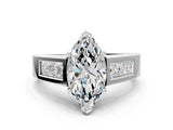 White gold Marquise Cut Channel Set Solitaire Ring with Four-Prong Setting_6