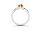 White gold Marquise Cut Citrine Cluster Side Stone Solitaire Ring with Prong Setting_27