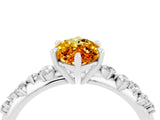White gold Marquise Cut Citrine Cluster Side Stone Solitaire Ring with Prong Setting_28