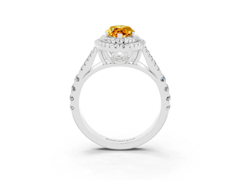 White gold Marquise Cut Citrine Double Halo Ring with Split Shank and Prong Setting_27