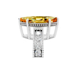 White gold Marquise Cut Citrine Engagement Ring with Milgrain Channel Set Band and Prong Setting_5
