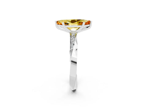 White gold Marquise Cut Citrine Engagement Ring with Side Stone Accents and Four-Prong Setting_29