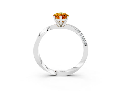 White gold Marquise Cut Citrine Engagement Ring with Side Stone Accents and Four-Prong Setting_30