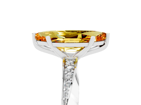 White gold Marquise Cut Citrine Engagement Ring with Side Stone Accents and Four-Prong Setting_32