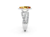 White gold Marquise Cut Citrine Halo Ring with Round Split Shank and Prong Setting_62