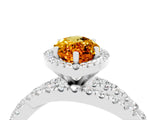 White gold Marquise Cut Citrine Halo Ring with Round Split Shank and Prong Setting_64