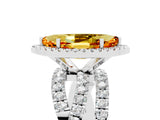 White gold Marquise Cut Citrine Halo Ring with Round Split Shank and Prong Setting_65