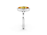 White gold Marquise Cut Citrine Halo Ring with Tapered Band and Four-Prong Setting_2
