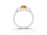 White gold Marquise Cut Citrine Halo Ring with Tapered Band and Four-Prong Setting_3
