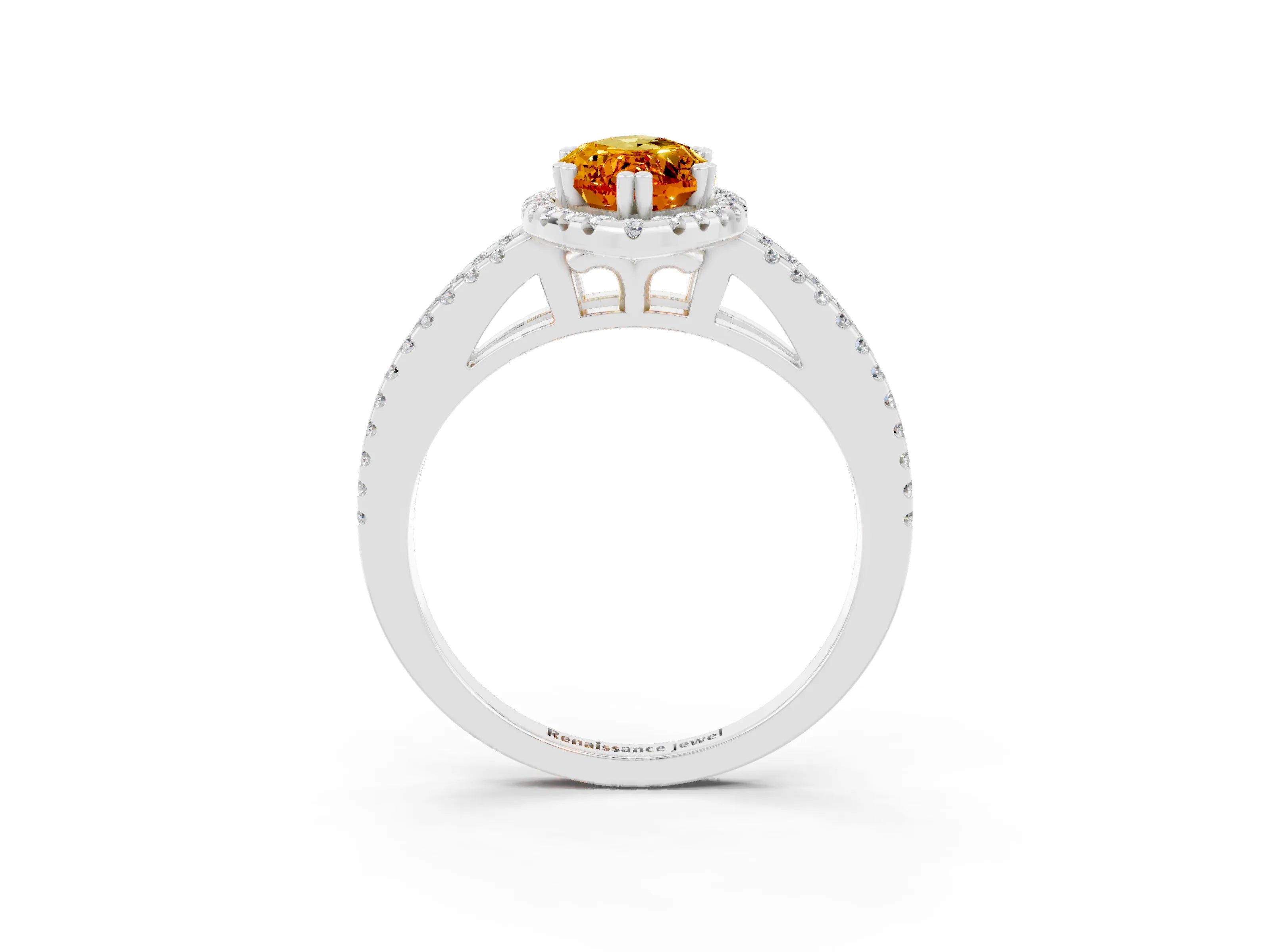 White gold Marquise Cut Citrine Halo Split Shank Engagement Ring_15