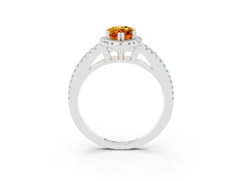 White gold Marquise Cut Citrine Halo Split Shank Engagement Ring_15