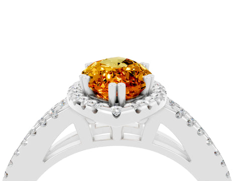 White gold Marquise Cut Citrine Halo Split Shank Engagement Ring_16