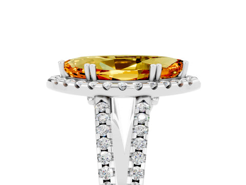 White gold Marquise Cut Citrine Halo Split Shank Engagement Ring_17