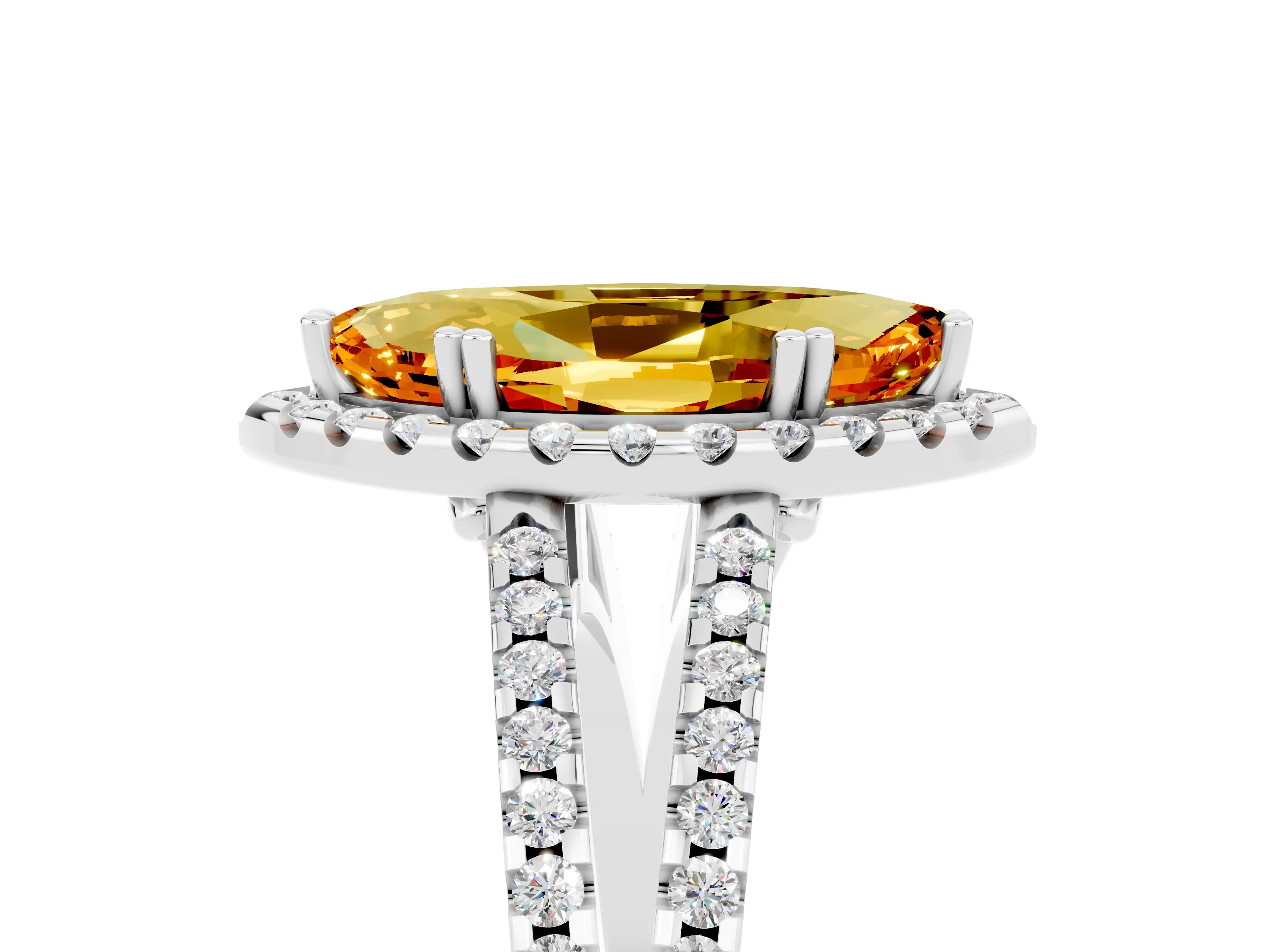 White gold Marquise Cut Citrine Halo Split Shank Engagement Ring_17