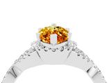 White gold Marquise Cut Citrine Halo Twist Band Solitaire Prong Setting Ring_4