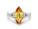 White gold Marquise Cut Citrine  Halo Twist Band Solitaire Prong Setting Ring_48