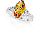 White gold Marquise Cut Citrine  Halo Twist Band Solitaire Prong Setting Ring_49