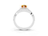White gold Marquise Cut Citrine  Halo Twist Band Solitaire Prong Setting Ring_51