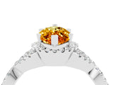 White gold Marquise Cut Citrine  Halo Twist Band Solitaire Prong Setting Ring_52