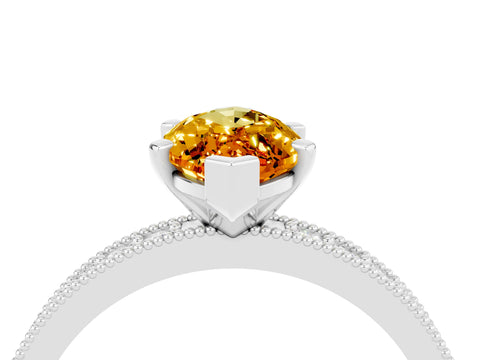 White gold Marquise Cut Citrine Milgrain Pavé Engagement Ring with Four-Prong Setting_4