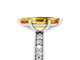 White gold Marquise Cut Citrine Milgrain Pavé Engagement Ring with Four-Prong Setting_5