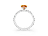 White gold Marquise Cut Citrine Pavé Solitaire Ring with Round Band and Prong Setting_15