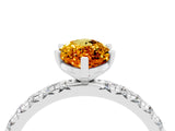 White gold Marquise Cut Citrine Pavé Solitaire Ring with Round Band and Prong Setting_16