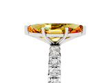 White gold Marquise Cut Citrine Pavé Solitaire Ring with Round Band and Prong Setting_17
