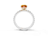White gold Marquise Cut Citrine Pavé Solitaire Ring with Round Band and Prong Setting_39