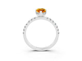 White gold Marquise Cut Citrine Pave Band Solitaire Ring with Four-Prong Setting_27