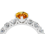 White gold Marquise Cut Citrine Prong Setting with Side Stones on a Pave Band_4