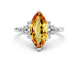 White gold Marquise Cut Citrine Ring with Side Stones and Four-Prong Setting_36