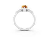 White gold Marquise Cut Citrine Ring with Side Stones and Four-Prong Setting_39