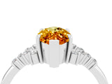 White gold Marquise Cut Citrine Ring with Side Stones and Four-Prong Setting_40
