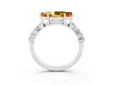 White gold Marquise Cut Citrine Scattered Round Accent Ring with Prong Setting_27