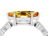 White gold Marquise Cut Citrine Scattered Round Accent Ring with Prong Setting_28