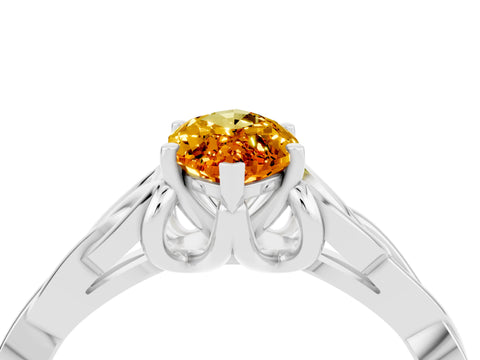 White gold Marquise Cut Citrine Solitaire Celtic Knot Ring with Four-Prong Setting_16