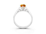 White gold Marquise Cut Citrine Solitaire Engagement Ring with Cathedral Setting and Four-Prong Mount_111