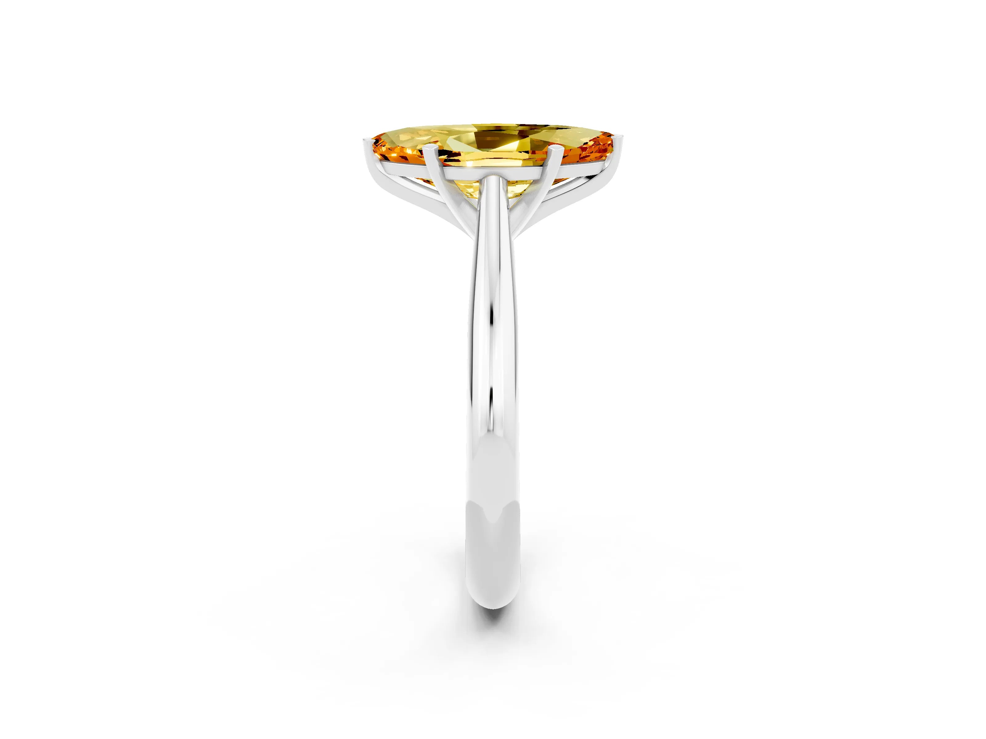 White gold Marquise Cut Citrine Solitaire Engagement Ring with Cathedral Setting and Four-Prong Mount_14