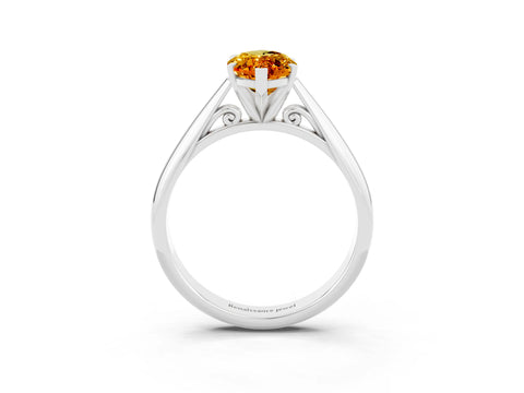 White gold Marquise Cut Citrine Solitaire Engagement Ring with Cathedral Setting and Four-Prong Mount_15