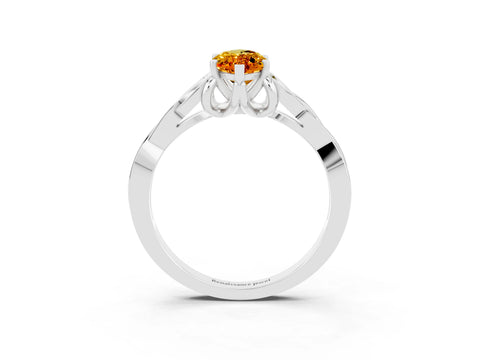 White gold Marquise Cut Citrine Solitaire Engagement Ring with Celtic Knot Band and Four-Prong Setting_3