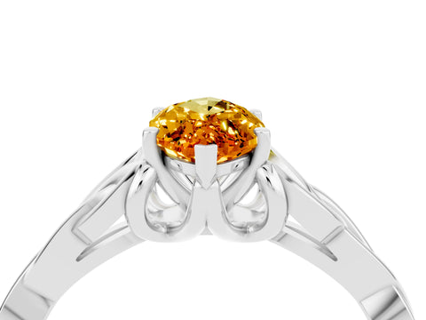 White gold Marquise Cut Citrine Solitaire Engagement Ring with Celtic Knot Band and Four-Prong Setting_4